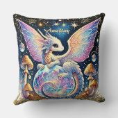 Name, Pastel Baby Dragon Pink Blue on Dark クッション (裏面)