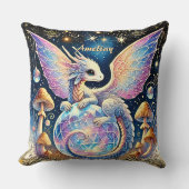 Name, Pastel Baby Dragon Pink Blue on Dark クッション (正面)
