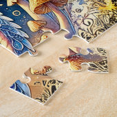 Name, Pastel Baby Dragon Pink Blue on Dark ジグソーパズル (側面)