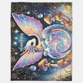 Name, Pastel Baby Dragon Pink Blue on Dark フリースブランケット (正面)