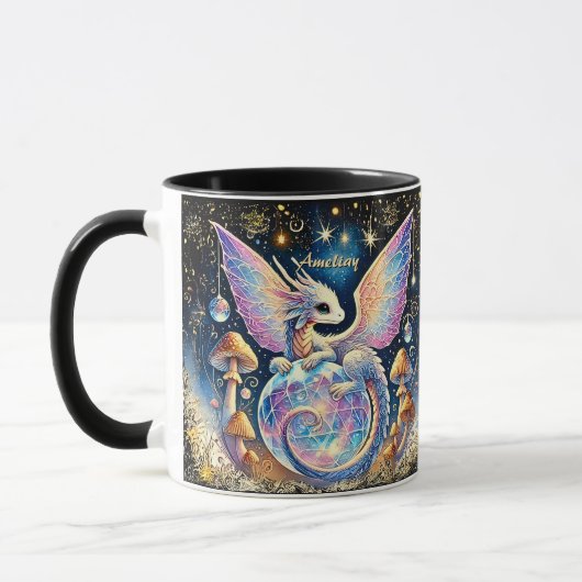 Name, Pastel Baby Dragon Pink Blue on Dark マグカップ (左)