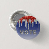 Name: Patriotic Red White Glitter Drip Blue Vote 缶バッジ (正面&裏面)