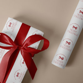 Name personalized red white Merry Christmas  ラッピングペーパー