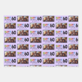 Name Photo 60th Birthday Wrapping Paper ラッピングペーパーシート (正面3)