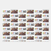 Name Photo 60th Birthday Wrapping Paper ラッピングペーパーシート (正面)