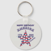 Name, Photo or Logo, Happy Birthday America Round キーホルダー (正面)