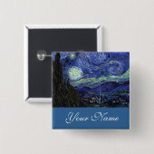 Name pin、Vincent van ゴッホ、Starry Night 缶バッジ (正面&裏面)