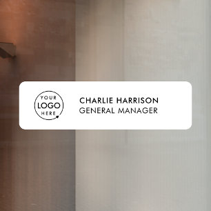 Name Plate Office Door Business Logo Modern White ウィンドウサイン