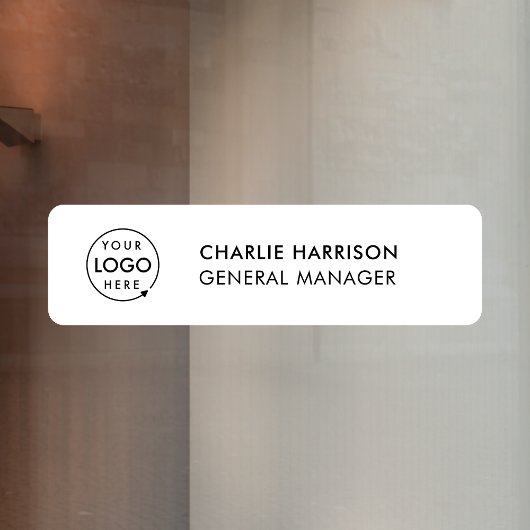 Name Plate Office Door Business Logo Modern White ウィンドウサイン