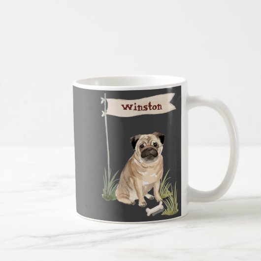 Name Pug Pet Dog  コーヒーマグカップ (右)