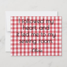 Name, Red and White Gingham All-Occasion Flat ノートカード