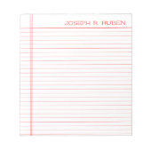 Name Red Notebookパーソナライズされた紙 ノートパッド (正面)