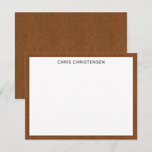 Name || Rich Bronze Denim Print Frame Border ノートカード (正面/裏面)
