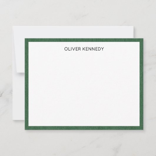 Name || Rich Forest Green Denim Print Frame ノートカード (正面)