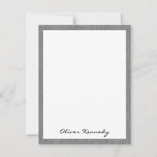 Name || Rustic Light Grey Denim Print Frame ノートカード (正面)