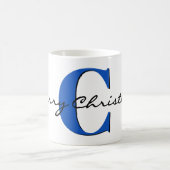 Name, September Sapphire Blue | Merry Christmas コーヒーマグカップ (中央)