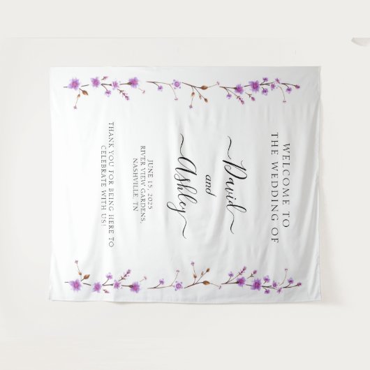 Name Sign for Wedding, Wedding Backdrop Sign タペストリー (正面(横))