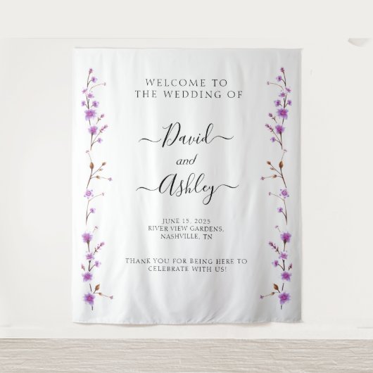 Name Sign for Wedding, Wedding Backdrop Sign タペストリー (正面)