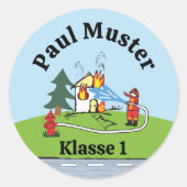 Name Stickers round - Fire Brigade - Firefighter  ラウンドシール (正面)