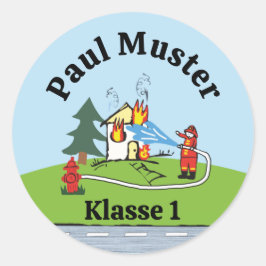 Name Stickers round - Fire Brigade - Firefighter  ラウンドシール