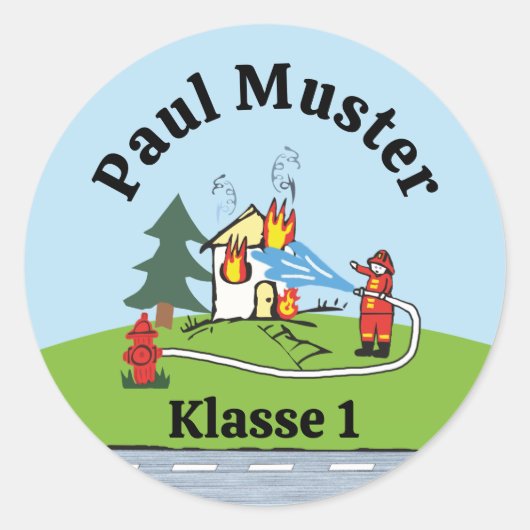 Name Stickers round - Fire Brigade - Firefighter  ラウンドシール (正面)