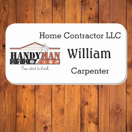 Name Tag with Handymanロゴ付きカスタム文字バッジ 名札