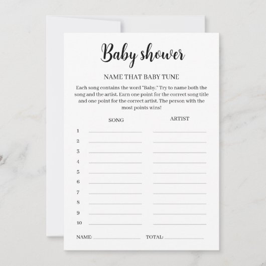 Name That Baby Tune Game, Baby Shower Music Game 招待状 (正面)