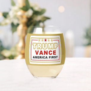 Name, Trump-Vance America First 2025 ステムなしワイングラス