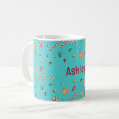 Name, Turquoise Candy & Cookies 11oz Coffee Mug コーヒーマグカップ (正面左)