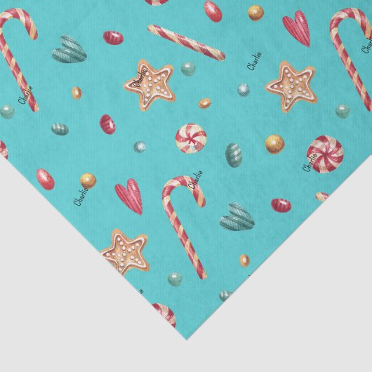 Name, Turquoise Candy Cookies Christmas 3 pcs 薄葉紙 (詳細)