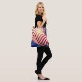 Name, Vibrant Waving Flag and Fireworks Shoulder トートバッグ (モデル)