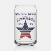 Name || Vintage Flag Star Happy Birthday America ガラス缶 (正面)