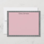 Name || Vintage Pink and Houndstooth Pattern Frame ノートカード (正面)