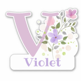 Name Violet with the Letter V Sticker Cut-Out シール