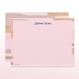 Name || Watercolor Blush Pink Mauve Frame ノートカード
