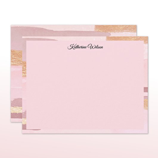 Name || Watercolor Blush Pink Mauve Frame ノートカード