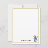 Name Watercolor Coneflower Wildflowers & Greenery ノートカード (正面)