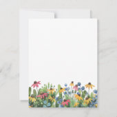 Name Watercolor Coneflower Wildflowers & Greenery ノートカード (裏面)