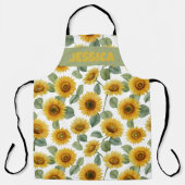 Name Watercolor Sunflower Floral Pattern Custom エプロン (正面)
