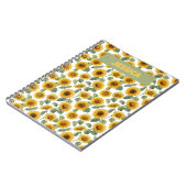 Name Watercolor Sunflower Floral Pattern Custom ノートブック (左側)