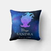Name with Zodiac sign Virgo Gift Throw Pillow クッション (裏面)
