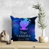 Name with Zodiac sign Virgo Gift Throw Pillow クッション