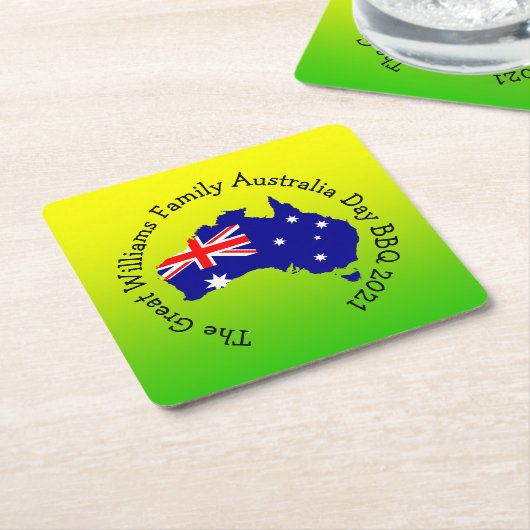 Name Year Australia Day BBQの追加 スクエアペーパーコースター (アングル)