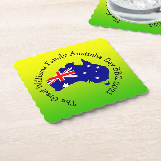 Name Year Australia Day BBQの追加 ペーパーコースター (アングル)