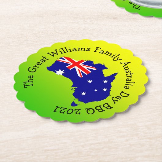 Name Year Australia Day BBQの追加 ペーパーコースター (アングル)