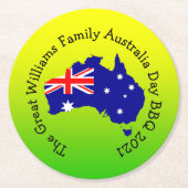 Name Year Australia Day BBQの追加 ラウンドペーパーコースター (正面)