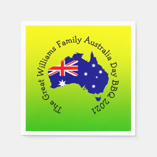 Name Year Australia Day BBQカクテルの追加 スタンダードカクテルナプキン (正面)