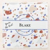 Name, You're the Best, Terrazzo Pattern ガラスコースター (正面)