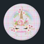 Named UNICORN Pink Gold Flowers Girls Teens Gifts マグネット<br><div class="desc">Girls Unicorn Named Pink Gold Glitter (not real glitter) Rainbow gift. Add your daughter, girls name to this pretty pink and gold Unicorn face with boho flowers and rainbow decorated gift item. In this collection you will find room decor for bedroom , bathroom, nursery, playroom as required for your little...</div>