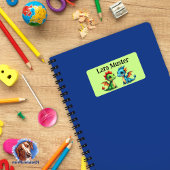 Namensaufkleber eckig - Babydrachen grün ラベル